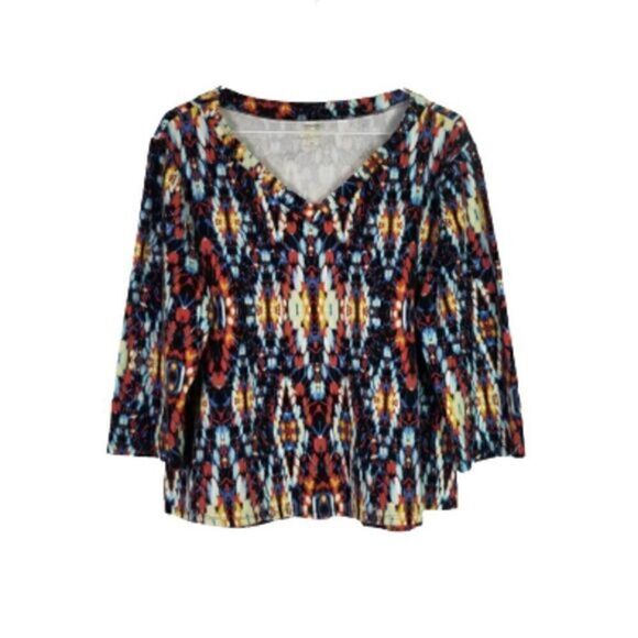 Anne Klein Sport Stretchy Printed Activewear Top - Picture 2 of 5